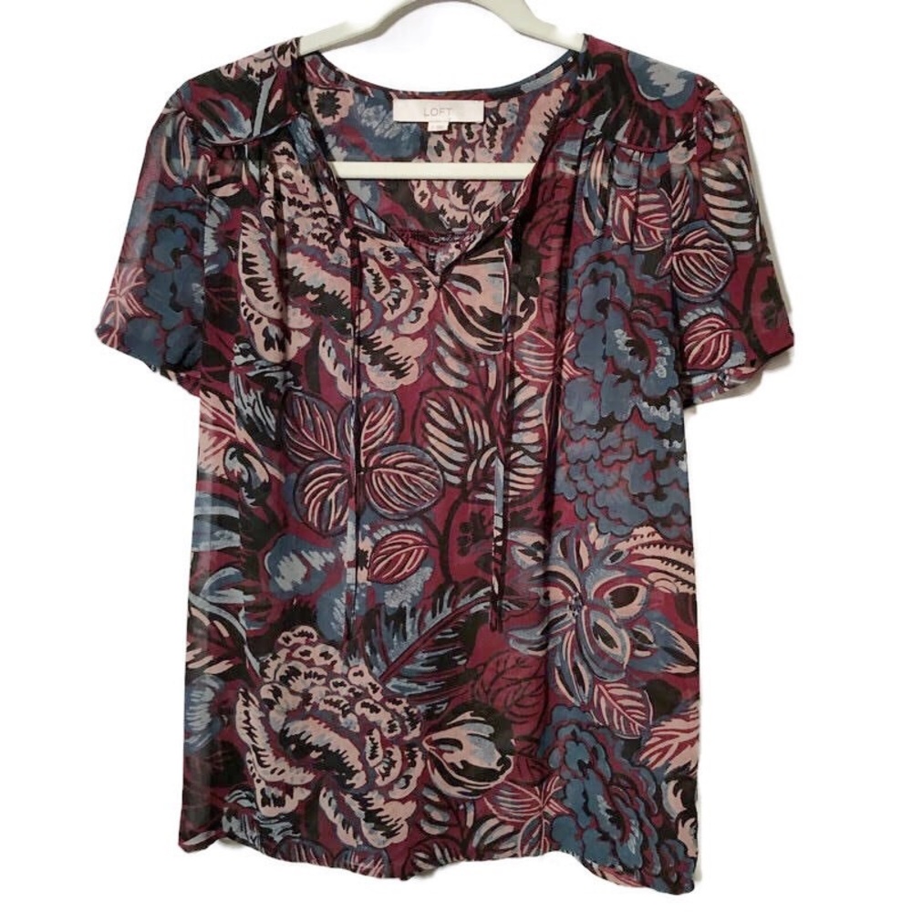 Loft floral semi sheer blouse
